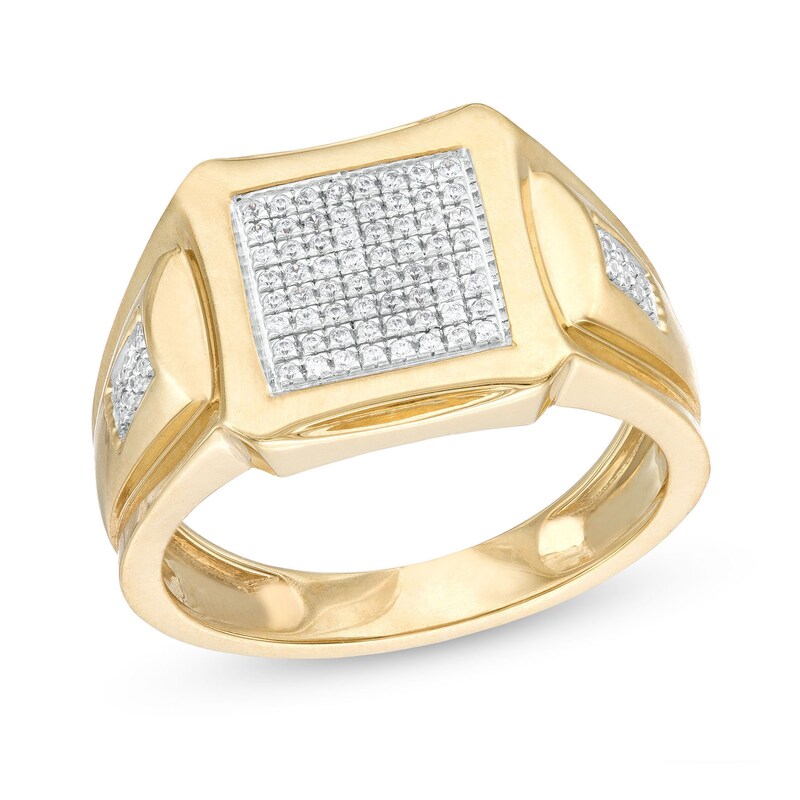 1/4 CT. T.W. Diamond Square Curved Edge Ring in Sterling Silver with 14K Gold Plate