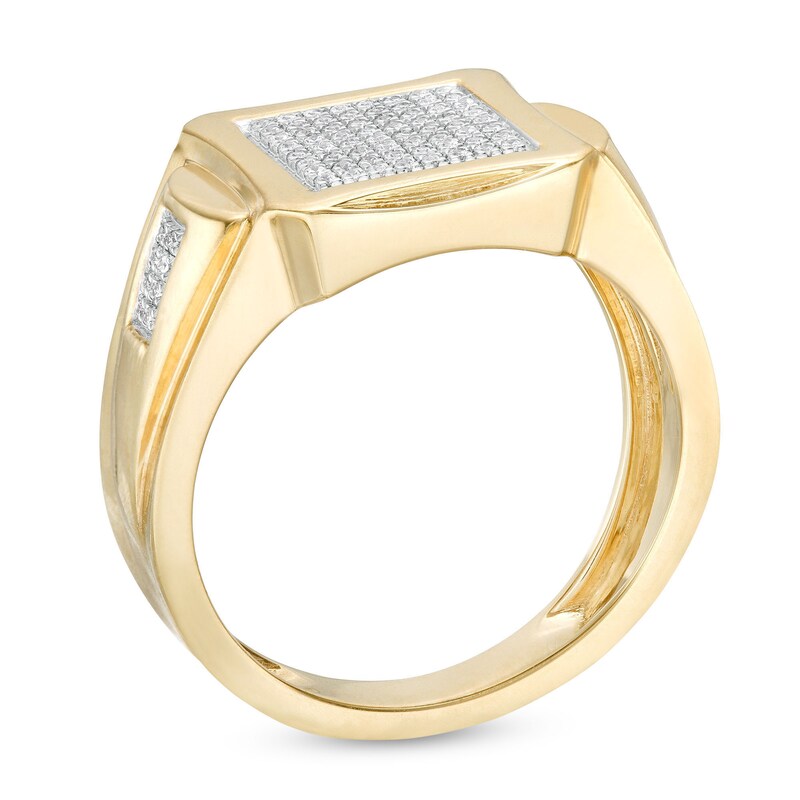 1/4 CT. T.W. Diamond Square Curved Edge Ring in Sterling Silver with 14K Gold Plate