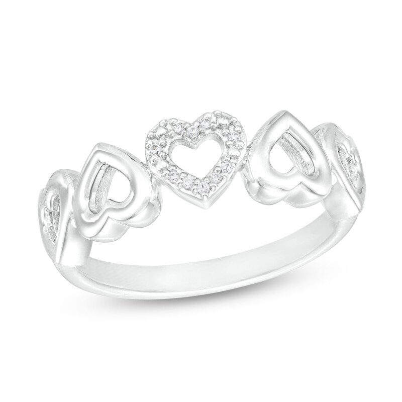 Diamond Accent Multi-Heart Ring in Sterling Silver