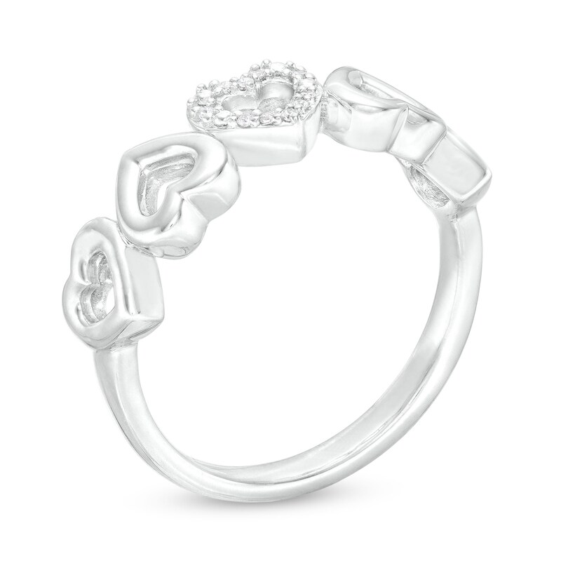Diamond Accent Multi-Heart Ring in Sterling Silver