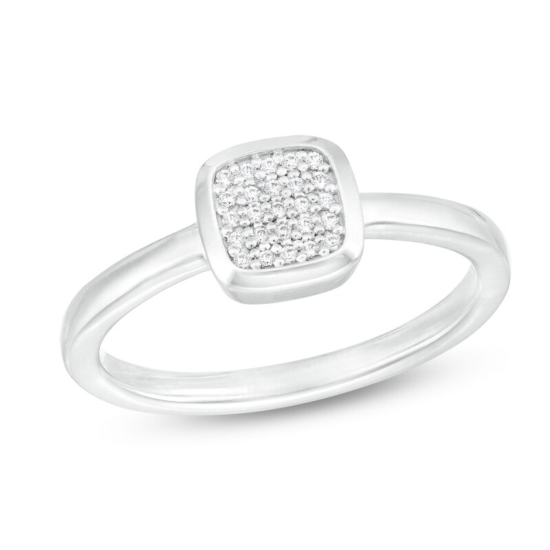 ​​​​​​​1/20 CT. T.W. Diamond Square Cluster Ring in Sterling Silver