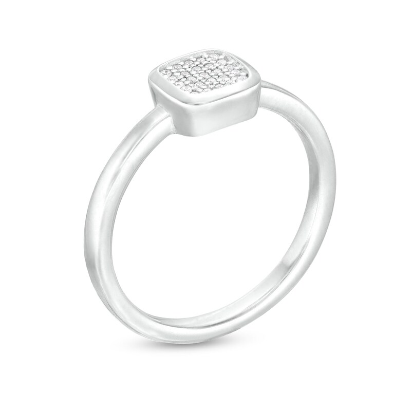 ​​​​​​​1/20 CT. T.W. Diamond Square Cluster Ring in Sterling Silver