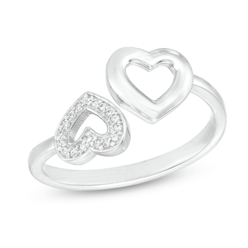 ​​​​​​​1/20 CT. T.W. Diamond Double Heart Ring in Sterling Silver