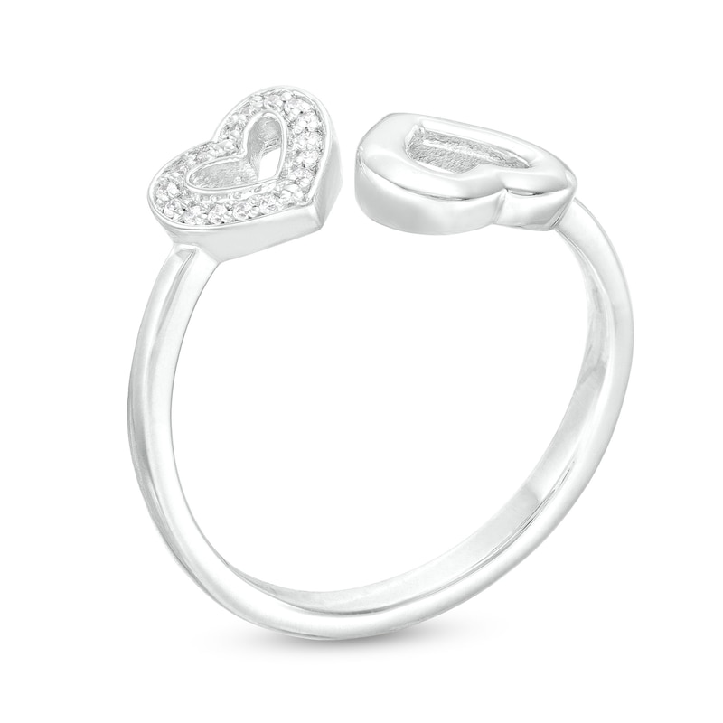 ​​​​​​​1/20 CT. T.W. Diamond Double Heart Ring in Sterling Silver