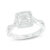 Thumbnail Image 0 of ​​​​​​​1/20 CT. T.W. Diamond Halo Twist Shank Ring in Sterling Silver