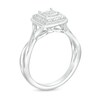 Thumbnail Image 1 of ​​​​​​​1/20 CT. T.W. Diamond Halo Twist Shank Ring in Sterling Silver