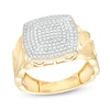 Thumbnail Image 0 of 1/20 CT. T.W. Diamond Cushion Cuban Ring in Sterling Silver with 14K Gold Plate
