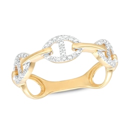 Diamond Accent Dainty Buckle Ring in Sterling Silver with 14K Gold Plate