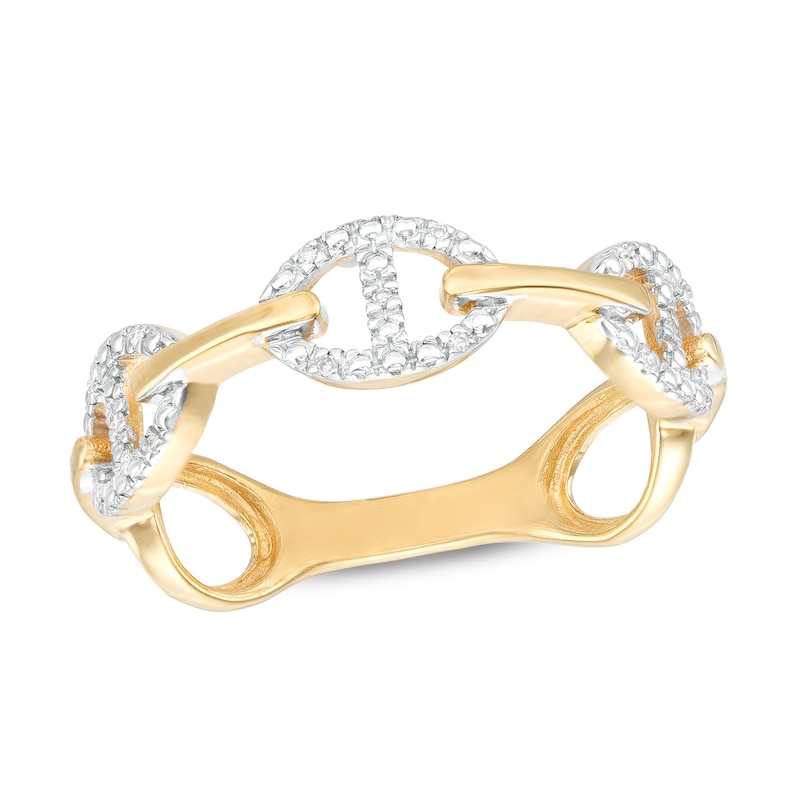 14K Gold Plate Diamond Accent Dainty Buckle Ring