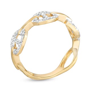 14K Gold Plate Diamond Accent Dainty Buckle Ring