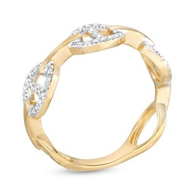 14K Gold Plate Diamond Accent Dainty Buckle Ring