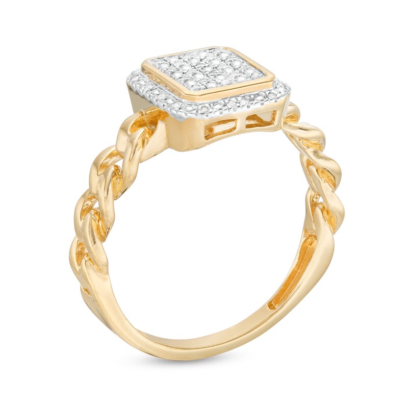 ​​​​​​​1/20 CT. T.W. Diamond Halo Chain Ring in Sterling Silver with 14K Gold Plate