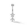 Thumbnail Image 0 of Stainless Steel CZ Lotus Flower Dangle Belly Button Ring - 14G 7/16"