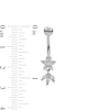 Thumbnail Image 2 of Stainless Steel CZ Lotus Flower Dangle Belly Button Ring - 14G 7/16"