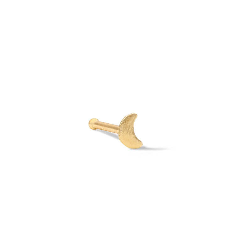 14K Solid Gold Moon Stud - 20G 5/16"