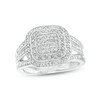 Thumbnail Image 0 of ​​​​​​​1/6 CT. T.W. Diamond Double Halo Triple Shank Ring in Sterling Silver
