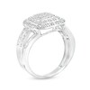 Thumbnail Image 1 of ​​​​​​​1/6 CT. T.W. Diamond Double Halo Triple Shank Ring in Sterling Silver