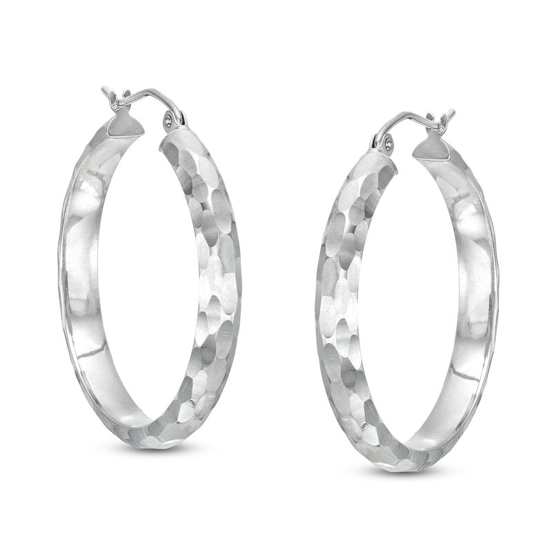Diamond-Cut Hoop Earrings in Hollow Sterling Silver