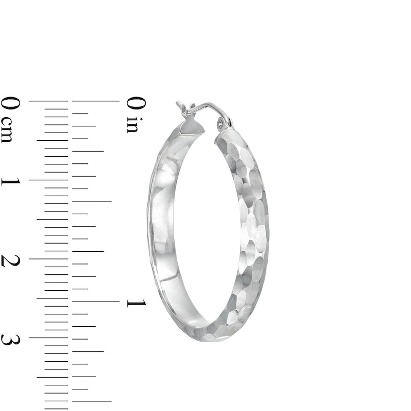 Main Image 2 of Diamond-Cut Hoop Earrings in Hollow Sterling Silver