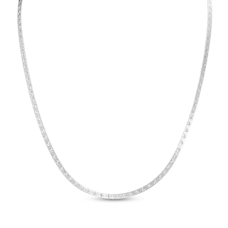 Sterling Silver Diamond-Cut Flat Herringbone Chain Made in Italy - 18"