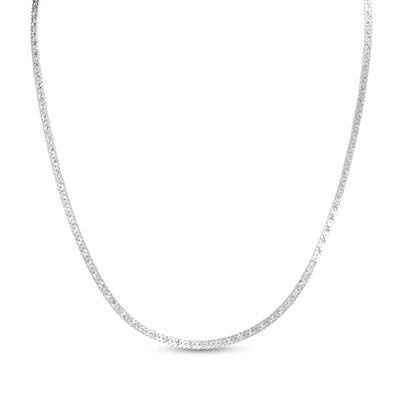 Sterling Silver Diamond-Cut Flat Herringbone Chain Made in Italy - 18"