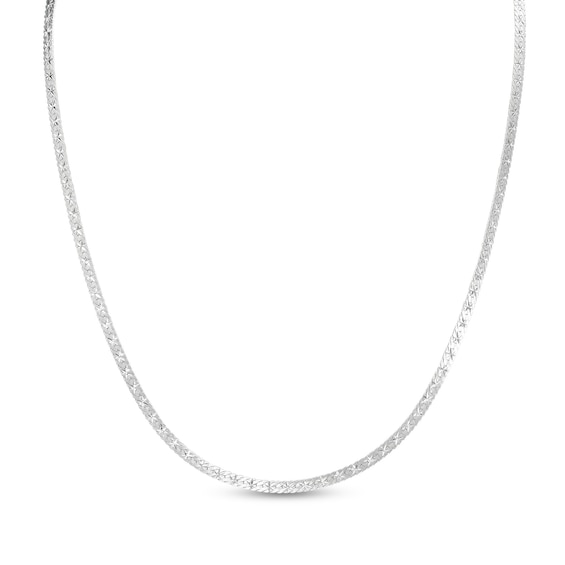 Made in Italy 3mm Diamond-Cut Flat Herringbone Chain Necklace in Solid Sterling Silver - 18"