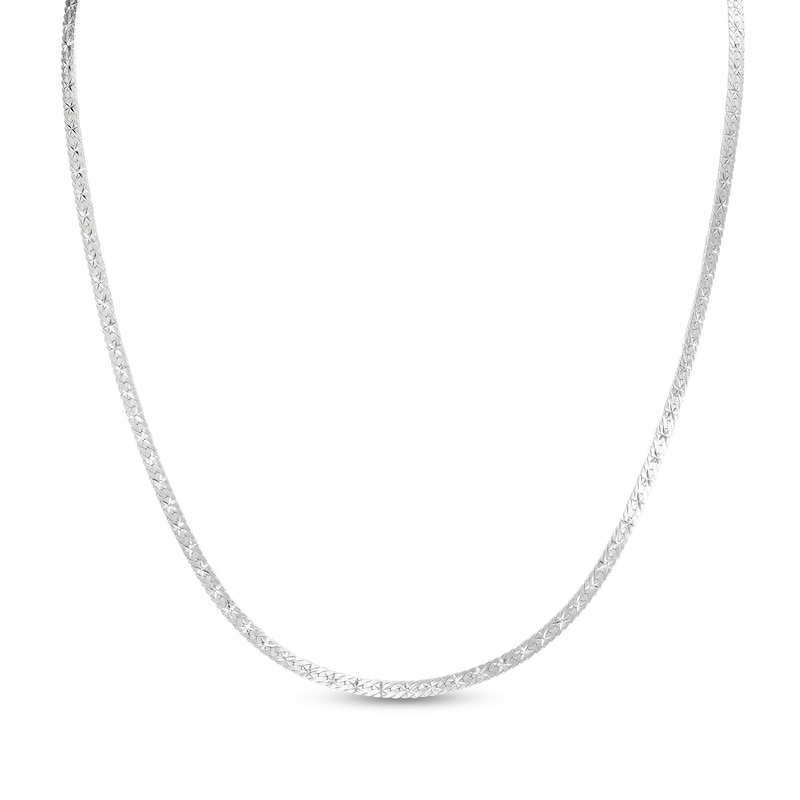 Made in Italy 3mm Diamond-Cut Flat Herringbone Chain Necklace in Solid Sterling Silver - 18"