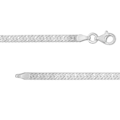 Sterling Silver Diamond-Cut Flat Herringbone Chain Made in Italy - 18"