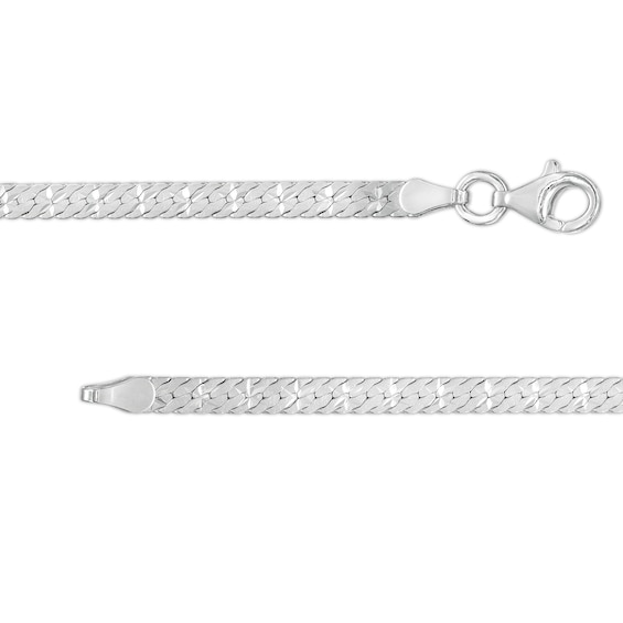 Sterling Silver Diamond-Cut Flat Herringbone Chain Made in Italy - 18"
