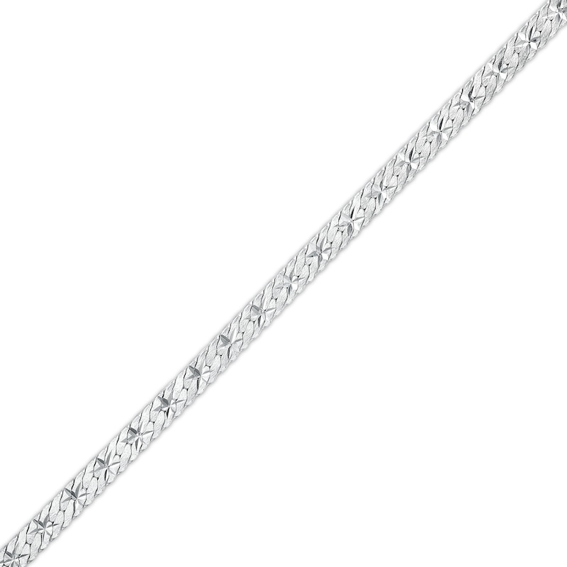 Made in Italy Diamond-Cut Flat Herringbone Chain Bracelet in Solid Sterling Silver - 7.5"