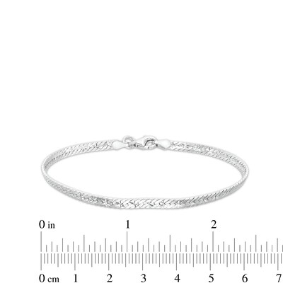 Made in Italy Diamond-Cut Flat Herringbone Chain Bracelet in Solid Sterling Silver - 7.5"