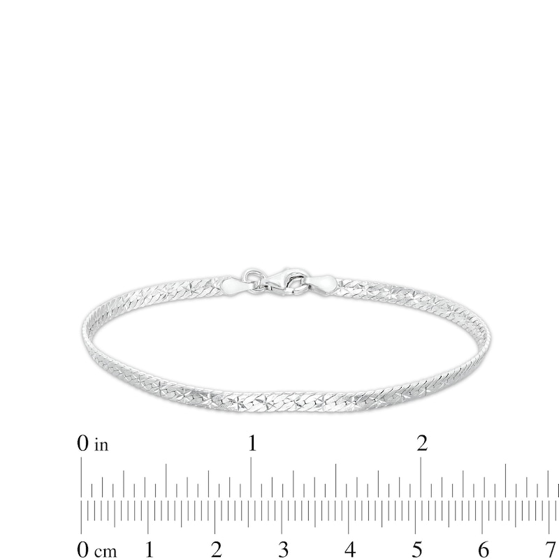 Made in Italy Diamond-Cut Flat Herringbone Chain Bracelet in Solid Sterling Silver - 7.5"