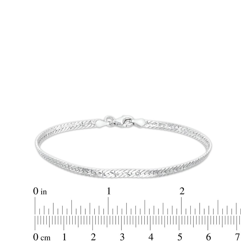 Main Image 2 of Made in Italy Diamond-Cut Flat Herringbone Chain Bracelet in Solid Sterling Silver - 7.5"