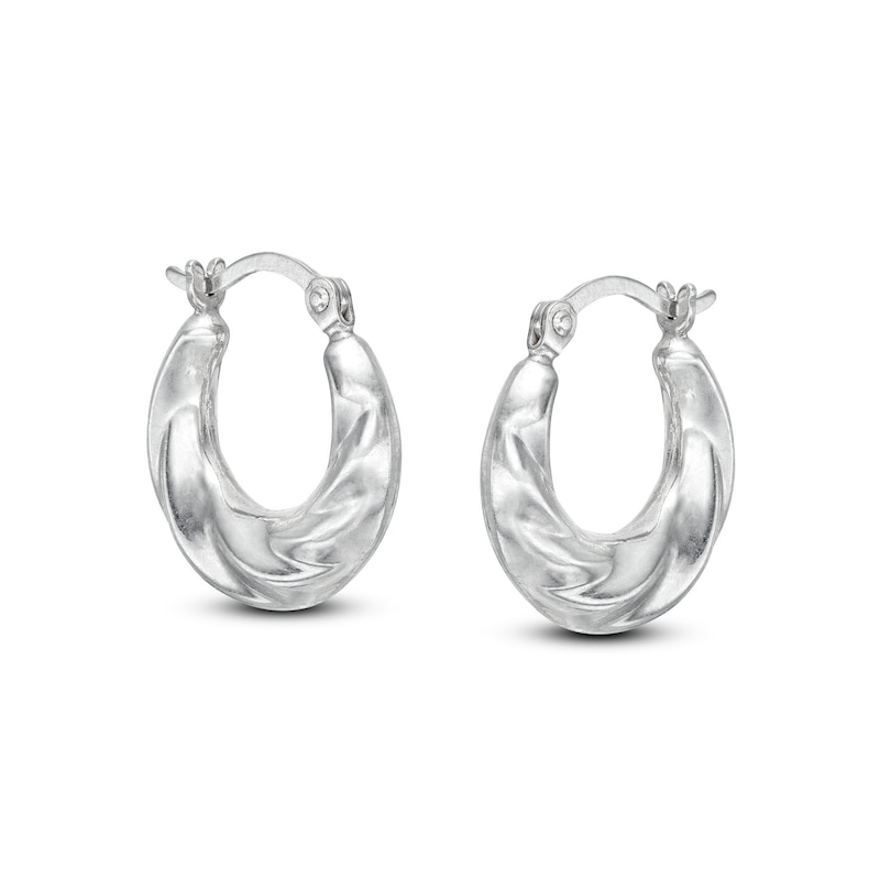 Puffy Twist Hoop Earrings in Hollow Sterling Silver