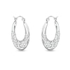 Thumbnail Image 1 of Flower Hoop Earrings in Hollow Sterling Silver