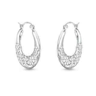 Flower Hoop Earrings in Hollow Sterling Silver