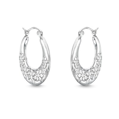 Flower Hoop Earrings in Hollow Sterling Silver
