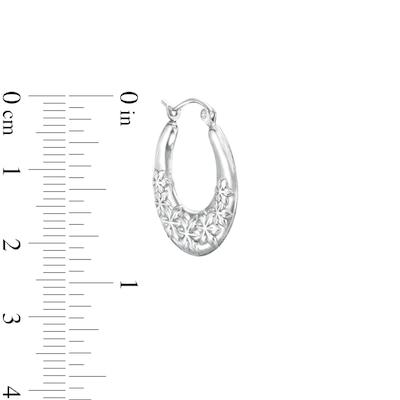 Flower Hoop Earrings in Hollow Sterling Silver