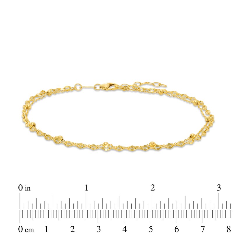Main Image 2 of 10K Gold Bonded Double Cable and Mirror Chain Anklet - 10"