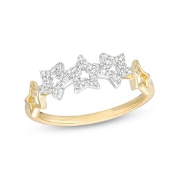 ​​​​​​​1/10 CT. T.W. Diamond Star Stacking Ring in Sterling Silver with 14K Gold Plate