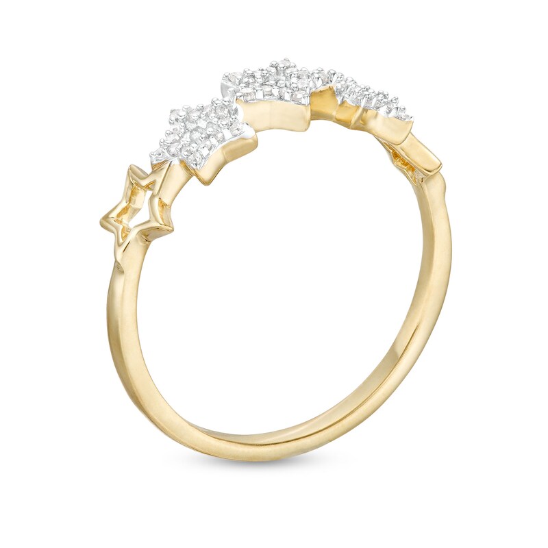 ​​​​​​​1/10 CT. T.W. Diamond Star Stacking Ring in Sterling Silver with 14K Gold Plate