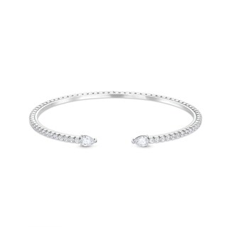 Cubic Zirconia Pear Cuff Bracelet in Solid Sterling Silver