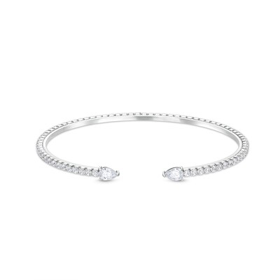 Cubic Zirconia Pear Cuff Bracelet in Solid Sterling Silver