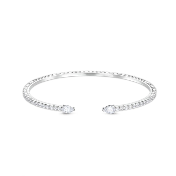 Cubic Zirconia Pear Cuff Bracelet in Solid Sterling Silver