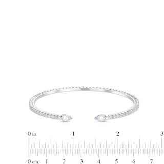 Cubic Zirconia Pear Cuff Bracelet in Solid Sterling Silver