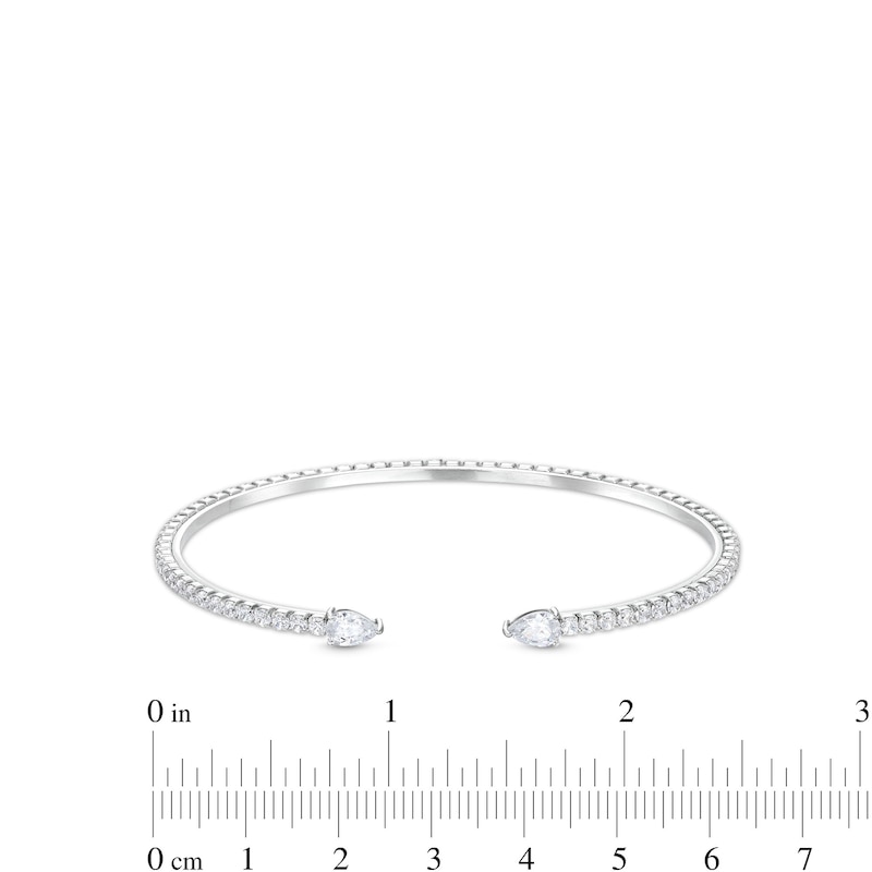 Cubic Zirconia Pear Cuff Bracelet in Solid Sterling Silver