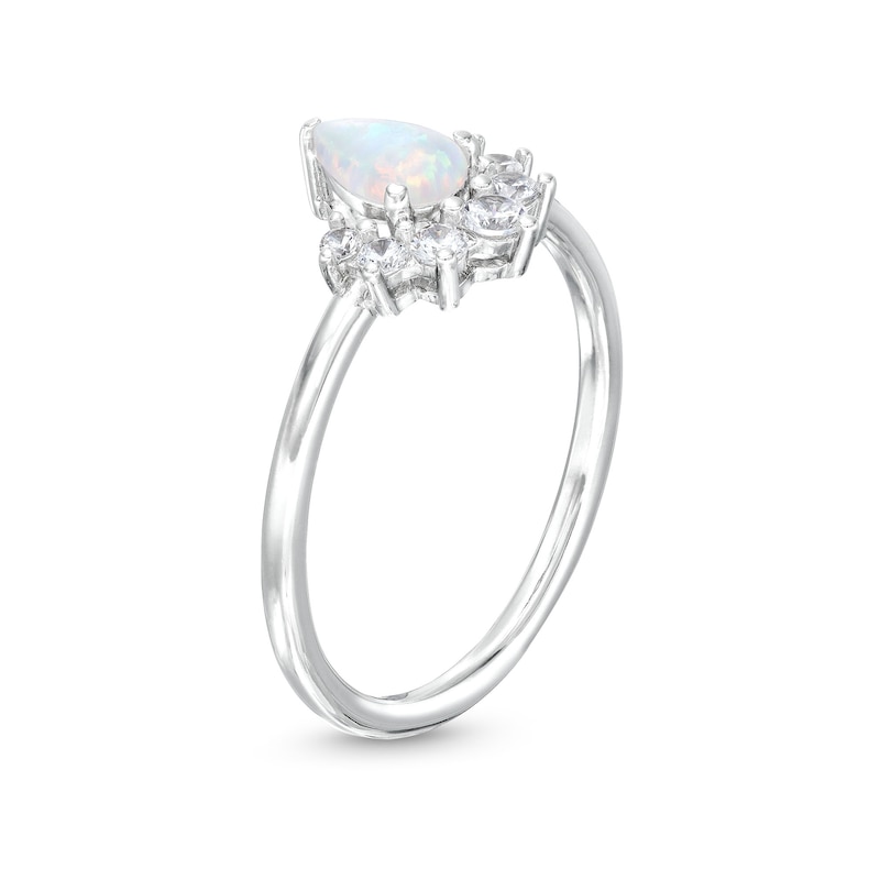 Main Image 2 of Simulated Opal and Cubic Zirconia Cluster Ring in Solid Sterling Silver - Size 7