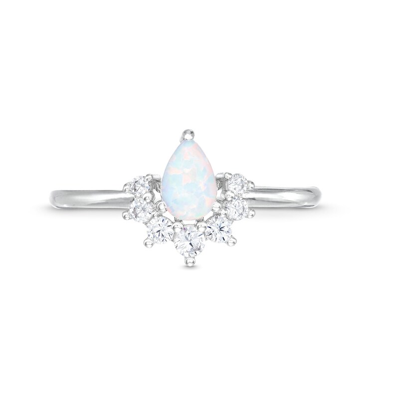 Main Image 3 of Simulated Opal and Cubic Zirconia Cluster Ring in Solid Sterling Silver - Size 7