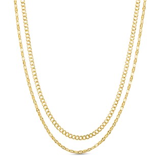 10K Gold Bonded Double Flat Curb and Mirror Cable Chain - 17"