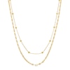 Thumbnail Image 0 of Double Bead and Mirror Cable Chain Necklace in 10K Solid Gold Bonded Sterling Silver - 17"